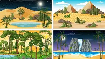 Four different nature horizontal scenes vector