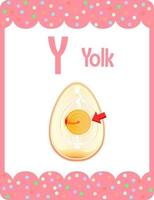 Alphabet flashcard with letter Y for Yolk vector