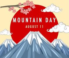 Mountain Day banner with Mount Fuji and Red Sun vector