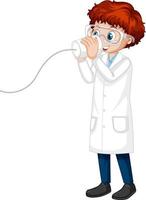A boy cartoon character wearing laboratory coat vector