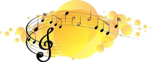 Musical melody symbols on yellow splotch vector