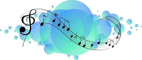 Musical melody symbols on sky blue splotch vector