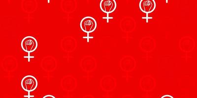 textura de vector rojo claro con símbolos de derechos de las mujeres