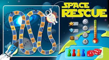 Snake and ladders game template with space theme vector