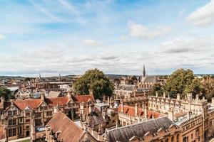 High angle view of High Street of Oxford City, UK photo