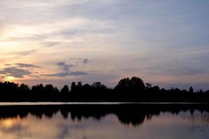 Serene lake at sunset