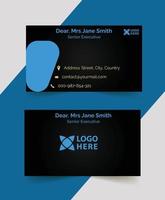 professional black and blue business card template  design vector