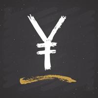 Yen sign icon brush lettering, Grunge calligraphic symbols, vector illustration
