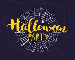 Halloween greeting card. Lettering calligraphy sign and hand drawn elements, party invitation or holiday banner design vector illustration