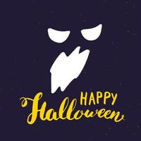 tarjeta de felicitación de halloween. Letrero de caligrafía de letras y elementos dibujados a mano, invitación a una fiesta o diseño de banner de vacaciones ilustración vectorial vector