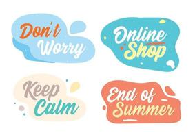 End of summer word label collection. vector