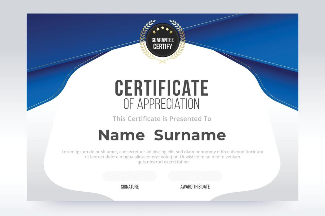 Certificate Template Blue Vector Art Icons and Graphics for Free Download