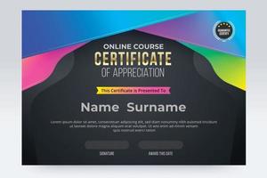 Online course Certificate of completion template. vector illustration eps10.