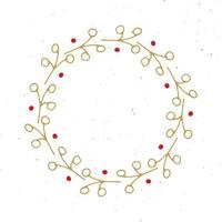 Christmas wreath Round Frames set hand drawn doodles. Vector illustration