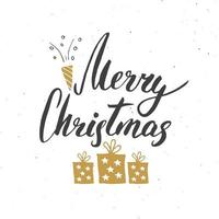 Merry Christmas Calligraphic Lettering. Typographic Greetings Design. Calligraphy Lettering for Holiday Greeting. Hand Drawn Lettering Text Vector illustration