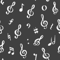 Music note seamless pattern vector illustration. Hand drawn sketched doodle music notes symbols