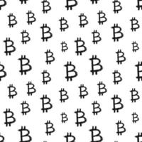 Bitcoin sign icon brush lettering seamless pattern, Grunge calligraphic symbols background, vector illustration