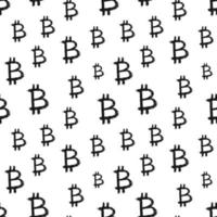 Bitcoin sign icon brush lettering seamless pattern, Grunge calligraphic symbols background, vector illustration