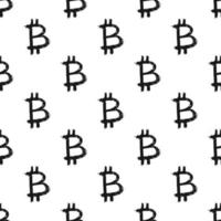 Bitcoin sign icon brush lettering seamless pattern, Grunge calligraphic symbols background, vector illustration