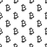 Bitcoin sign icon brush lettering seamless pattern, Grunge calligraphic symbols background, vector illustration