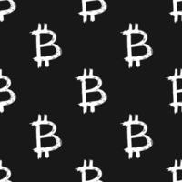 Bitcoin sign icon brush lettering seamless pattern, Grunge calligraphic symbols background, vector illustration