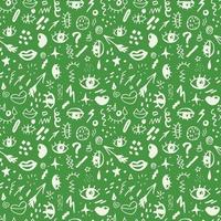 Seamless pattern with hand drawn sketched doodle elements eyes and lips, abstract background. Typography design print, vector illustration