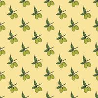 Olive branch seamless pattern. Natural background Design with olives for olive oil or cosmetics products, vector illustration