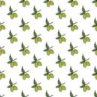 Olive branch seamless pattern. Natural background Design with olives for olive oil or cosmetics products, vector illustration