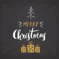 Merry Christmas Calligraphic Lettering. Typographic Greetings Design. Calligraphy Lettering for Holiday Greeting. Hand Drawn Lettering Text Vector illustration