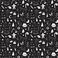 New Year and Christmas seamless pattern, hand drawn doodles Seamless Pattern. Background Vector Illustration