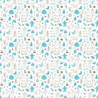 New Year and Christmas seamless pattern, hand drawn doodles Seamless Pattern. Background Vector Illustration