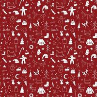 New Year and Christmas seamless pattern, hand drawn doodles Seamless Pattern. Background Vector Illustration