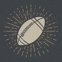 fútbol, etiqueta vintage de pelota de rugby, boceto dibujado a mano, insignia retro con textura grunge, estampado de camiseta de diseño de tipografía, ilustración vectorial vector