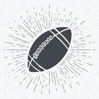 fútbol, etiqueta vintage de pelota de rugby, boceto dibujado a mano, insignia retro con textura grunge, estampado de camiseta de diseño de tipografía, ilustración vectorial vector