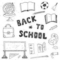 Back to School hand drawn sketch doodles set, vector illustration.