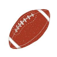 American football, rugby ball hand drawn grunge textured sketch, vector illustration isolated on white background