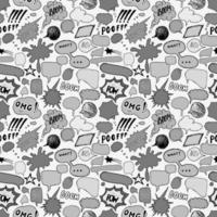Seamless pattern background with handdrawn comic book speech bubbles, vector illustration