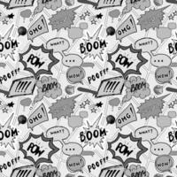 Seamless pattern background with handdrawn comic book speech bubbles, vector illustration