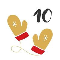 Christmas advent calendar. Hand drawn elements and numbers. Winter holidays calendar card design, Vector illustration