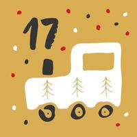 Christmas advent calendar. Hand drawn elements and numbers. Winter holidays calendar card design, Vector illustration
