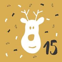 Christmas advent calendar. Hand drawn elements and numbers. Winter holidays calendar card design, Vector illustration