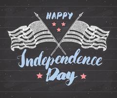 Happy Independence Day Vintage USA greeting card, United States of America celebration. Hand lettering, american holiday grunge textured retro design vector illustration.