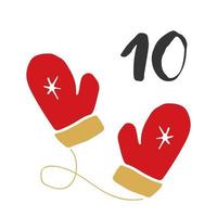 Christmas advent calendar. Hand drawn elements and numbers. Winter holidays calendar card design, Vector illustration