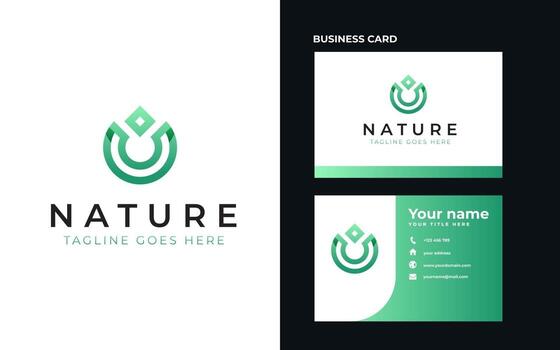 Leaf Monogram Concept Logo Template Vector Illustration