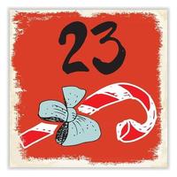 Christmas advent calendar. Hand drawn elements and numbers. Winter holidays calendar card design, Vector illustration