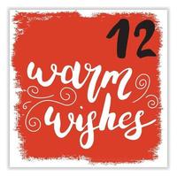 Christmas advent calendar. Hand drawn elements and numbers. Winter holidays calendar card design, Vector illustration