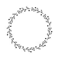 Christmas wreath Round Frames set hand drawn doodles. Vector illustration