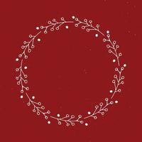 Christmas wreath Round Frames set hand drawn doodles. Vector illustration