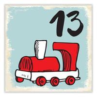 Christmas advent calendar. Hand drawn elements and numbers. Winter holidays calendar card design, Vector illustration