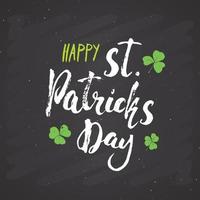 Feliz día de San Patricio, tarjeta de felicitación vintage, letras a mano, vacaciones irlandesas con textura grunge diseño retro ilustración vectorial vector